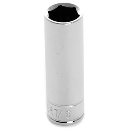 PERFORMANCE TOOL Chrome Socket, 1/4" Drive, 7/16", 6 Point, Deep W36314